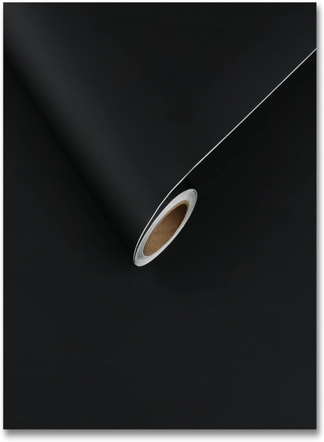 HOME13 Matte Wallpaper Peel & Stick Contact Paper Decorative Self Adhesive Vinyl Wallpaper for Kitchen Cabinet Furniture Countertop Waterproof (24 inches by 75 inches, Black Matte Wallpaper) - Image 1